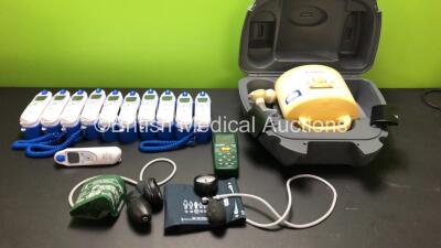 Mixed Lot Including 1 x Medela Symphony Breast Pump in Case, 11 x Covidien Genius 3 Tympanic Thermometers with 10 x Bases, 2 x Welch Allyn BP Meters and 1 x Extech CFM-CMM Thermo-Anemometer AN100