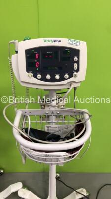 4 x Welch Allyn 53NT0 Patient Monitors on Stands with 4 x BP Hoses,4 x BP Cuffs and 3 x SpO2 Finger Sensors (All Power Up) * SN JA057788 / JA054205 / JA105510 / JA125160 * - 7