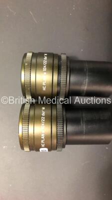 Leica DM4000 B Bench Binocular Microscope (Powers Up) with 2 x HC PLAN s 10x 22 M Eyepieces, 7 x Leica Optics Including 1 x HCX PL FLUOTAR 1.25x 0.04, 1 x 40x 0.75, 1 x 5x 0.15, 1 x HC PL APO 10x 0.40, N PLAN 63x 0.80, HC PLAN APO 20x 0.70, 1 x PL FLUOTAR - 9