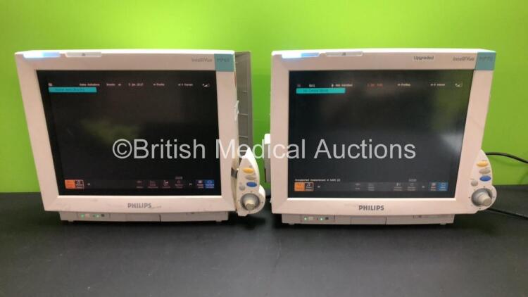 2 x Philips IntelliVue MP70 Patient Monitors with 1 x Philips NBP Module (Both Power Up with 1 x Damage to Casing and 1 x Broken Control Panel- See Photos) *Mfd 2005 - 2003*