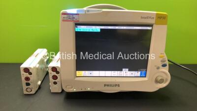 Philips IntelliVue M8002A MP30 Touch Screen Patient Monitor Software Revision F.01.43 *Mfd 2008(Powers Up with Some Scratches to Screen - See Photo) with 1 x Philips M3001A Module Including ECG, SpO2, NBP, Temp and Press Options *Mfd 2009-07* and 1 x M3