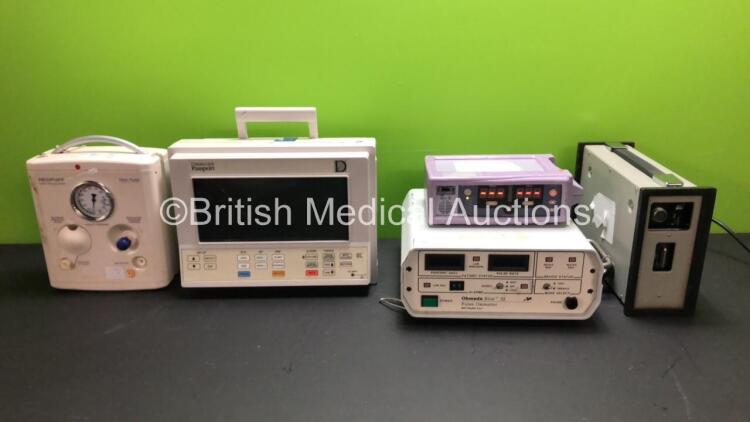 Mixed Lot Including 1 x Fisher & Paykel RD900AEU Neopuff Infant Resuscitator Unit, 1 x Datascope Passport Monitor (No Power Supply) 1 x Nellcor N560 Oximeter (Powers Up) 1 x Ohmeda Biox III Pulse Oximeter (Powers Up) and 1 x Cardisuny 501A Electrocardiogr