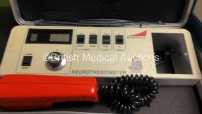 Mixed Lot Including 1 x Horwell Neurothesiometer (Untested Due to Missing Battery-See Photo) 1 x PTW 5737 Diamentor M2 Unit (Powers Up with Missing Cover-See Photo) 1 x Scotlab Micro Centaur and 1 x Eschmann VP25 Suction Unit - 5