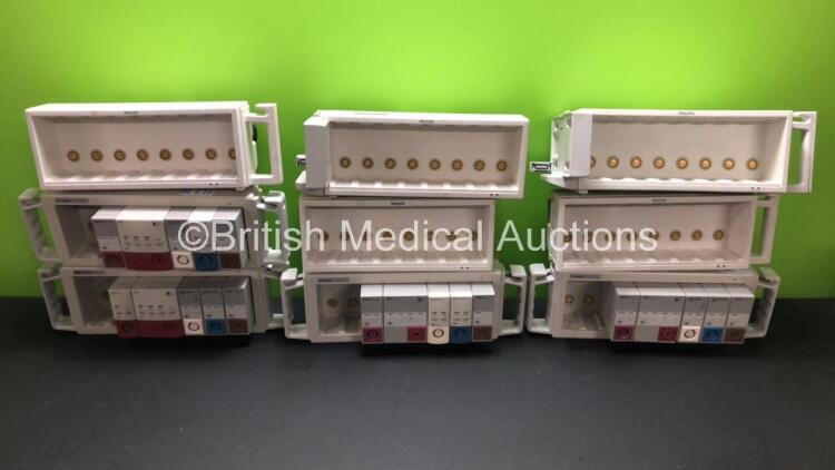 Job Lot Including 9 x Module Racks Including 5 x Philips, 3 x Agilent, 1 x Hewlett Packard with 20 x Various Modules