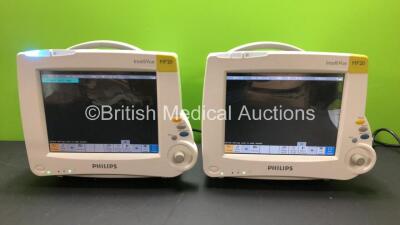 2 x Philips IntelliVue MP20 Patient Monitors *Mfds - 2010 and 2010* (Both Power Up)