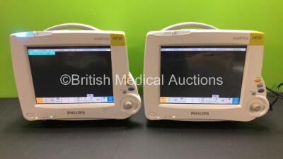 2 x Philips IntelliVue MP20 Patient Monitors *Mfds - 2010 and 2010* (Both Power Up)