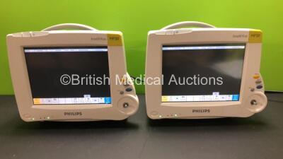 2 x Philips IntelliVue MP20 Patient Monitors *Mfds - 2010 - 2010* (Both Power Up with Missing Dials)