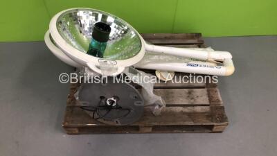 Medical Illumination System Two Operating Theatre Lights with Arms and Base Plate * Missing Insert Handles-See Photos * * On Pallet *