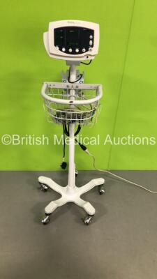 Welch Allyn 53N00 Patient Monitor on Stand with 1 x BP Hose and 1 x SpO2 Finger Sensor (Powers Up in Service Mode and Damaged-See Photos * SN JA120946 *