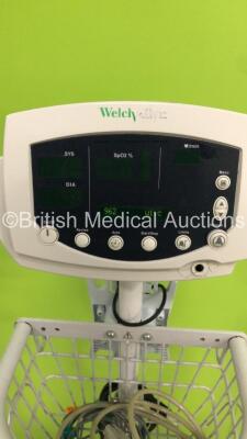 Welch Allyn 53N00 Patient Monitor on Stand with 1 x BP Hose and 1 x SpO2 Finger Sensor (Powers Up in Service Mode and Damaged-See Photos * SN JA120946 * - 2
