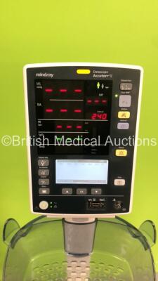 4 x Mindray Datascope Accutorr V Vital Signs Monitor on Stands (All Power Up - All Damaged - 1 x Missing Cover - 1 x Not Attached to Stand Due to Broken Clip) *S/N A7522787C3 / A7514854l1 / A7618980G2 / A7508527L0* - 8