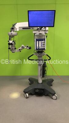 Zeiss OPMI Lumera T Dual Operated Surgical Microscope with 2 x Carl Zeiss f170 Binoculars, 4 x 10x Eyepieces, Zeiss f175 APO Lens, Zeiss MediLive Trio Eye Camera Control Unit, Carl Zeiss 3CCD PAL Camera Head and Footswitch (Powers Up - Small Marks on Unit