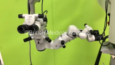 Zeiss OPMI Lumera T Dual Operated Surgical Microscope with 2 x Carl Zeiss f170 Binoculars, 4 x 10x Eyepieces, Zeiss f175 APO Lens, Zeiss MediLive Trio Eye Camera Control Unit, Carl Zeiss 3CCD PAL Camera Head and Footswitch (Powers Up - Small Marks on Unit - 6