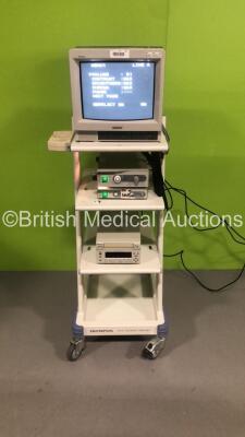 Olympus TC-C1 Clinical Trolley with Sony Monitor, Olympus CLH-SC Light Source, Olympus OTV-SC Digital Signal Processor and Sony DVO-1000MD DVD Recorder (Powers Up)