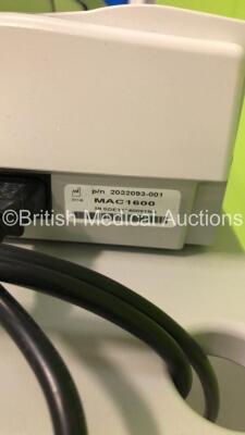 GE MAC 1600 ECG Machine on Stand with 1 x 10-Lead ECG Lead (Powers Up) * SN SDE11340091NA * * Mfd 2011 * - 5