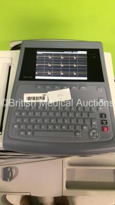 GE MAC 1600 ECG Machine on Stand with 1 x 10-Lead ECG Lead (Powers Up) * SN SDE08400087NA * * Mfd 2008 * - 3