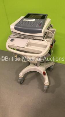 GE MAC 1600 ECG Machine on Stand with 1 x 10-Lead ECG Lead (Powers Up) * SN SDE08400087NA * * Mfd 2008 * - 4