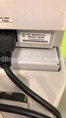 GE MAC 1600 ECG Machine on Stand with 1 x 10-Lead ECG Lead (Powers Up) * SN SDE08400087NA * * Mfd 2008 * - 5