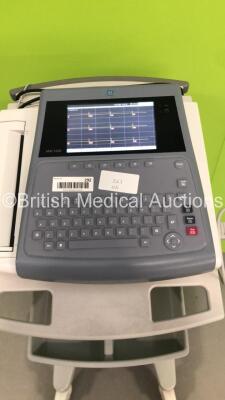 GE MAC 1600 ECG Machine on Stand with 1 x 10-Lead ECG Lead (Powers Up) * SN SDE14500075NA * * Mfd 2014 * - 3