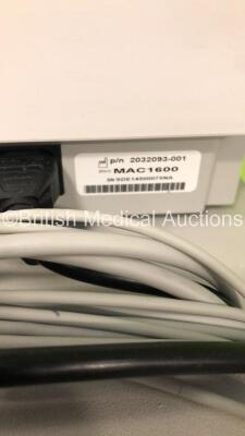 GE MAC 1600 ECG Machine on Stand with 1 x 10-Lead ECG Lead (Powers Up) * SN SDE14500075NA * * Mfd 2014 * - 6