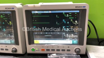 2 x EDAN iM60 Touch Screen Patient Monitors Including ECG, SpO2, NIBP, IBP1, IBP2, T1, T2 and CO2 Module Holder Options with 2 x Batteries, 2 x BP Hoses, 2 x BP Cuff, 2 x IBP Pressure Transducers, 2 x SpO2 Sensors, 2 x CO2 Sampling Lines, 2 x AC Power Ca - 5