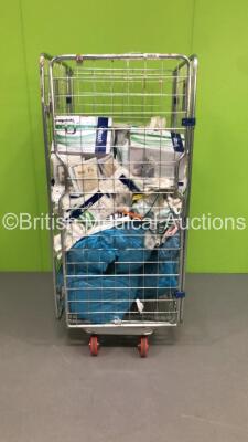 Mixed Cage of Consumables Including Damp Donning Surgical Gloves,Disposable Anaesthetic Masks and Ambulance Uniforms