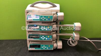 4 x B Braun Perfusor Space Volumetric Infusion Pumps with 1 x B-Braun Charging Station and 1 x AC Power Supply (All Power Up)