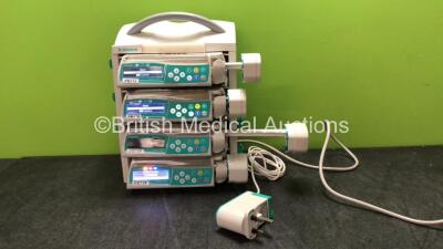 4 x B Braun Perfusor Space Volumetric Infusion Pumps with 1 x B-Braun Charging Station and 1 x AC Power Supply (All Power Up)