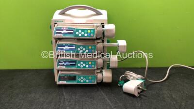 4 x B Braun Perfusor Space Volumetric Infusion Pumps with 1 x B-Braun Charging Station and 1 x AC Power Supply (All Power Up)