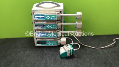 4 x B Braun Perfusor Space Volumetric Infusion Pumps with 1 x B-Braun Charging Station and 1 x AC Power Supply (All Power Up)