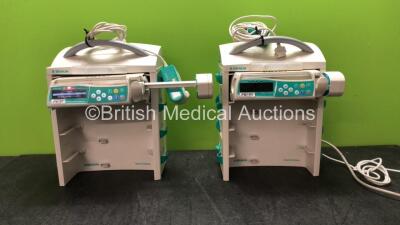 2 x B Braun Perfusor Space Volumetric Infusion Pumps with 2 x B-Braun Charging Stations and 2 x AC Power Supplies (All Power Up)