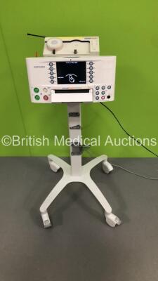 Huntleigh SonicAid FM800 Encore Fetal Monitor on Stand with SonicAid Freedom Wireless Transducer Unit/Attachment and 1 x Wireless TOCO Transducer (Powers Up-Cracks to Casing-See Photos)