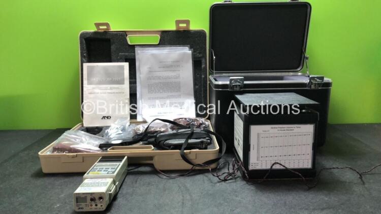 Mixed Lot Including 1 x A&D TM-2021 Processor with 1 x AC Power Supply and Accessories in Carry Case (Powers Up) 1 x Bladder Scan Tissue Equivalent Bladder Phantom