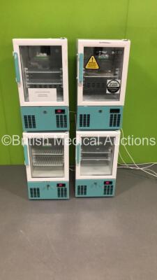 4 x LEC Medical Fridges * In Cage * (3 x Power Up,1 x Powers Up with Error-See Photos)