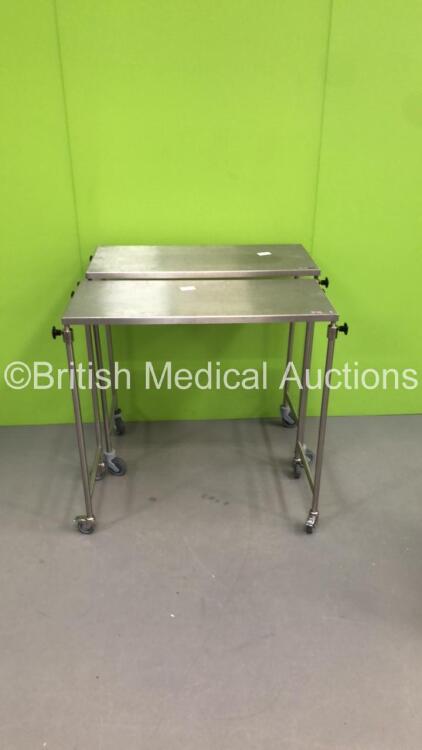 2 x Safety Med Metal Tables on Wheels *S/N NA*