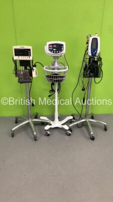 1 x Welch Allyn SPOT Vital Signs Monitor on Stand with BP Hose and Cuff, (Powers Up with Error - See Pictures) 1 x Welch Allyn 53N00 VItal Signs Monitor on Stand with BP Hose (Powers Up) and 1 x Welch Allyn 52000 Series Vital Signs Monitor on Stand (No Po