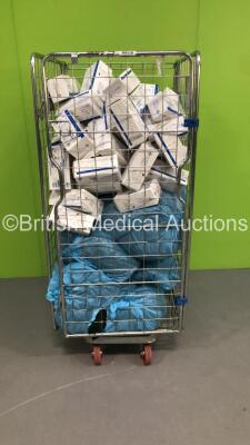 Cage of Mixed Ambulance Uniforms and Large Amount of Disposable Face Masks (50 x Per Box) (Cage Not Included)