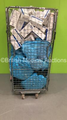 Cage of Mixed Ambulance Uniforms and Large Amount of Disposable Face Masks (50 x Per Box) (Cage Not Included)