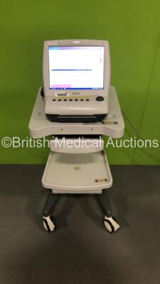 Edan F9 Express Maternity /. Fetal Monitor on Stand (Powers Up - Damage to Plastic Trms - See Pictures) *S/N 560163-M16B12060005* **Mfd 2016**