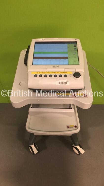 Edan F9 Express Maternity /. Fetal Monitor on Stand (Powers Up - Damage to Plastic Trim - See Pictures - Rear of Screen Missing Screen Stay - See Pictures) *S/N 560163-M16C08130002* **Mfd 2016**