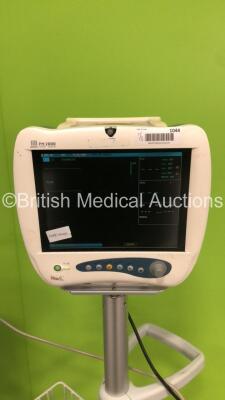 1 x Mindray PM-7000 Patient Monitor on Stand (Missing Light Cover - Missing 1 x Wheel on Stand - See Pictures), 1 x Dinamap Pro 400 Vital Signs Monitor on Stand and 1 x Dinamap ProCare Auscultatory 400 Vital Signs Monitor on Stand (All Power Up) *S/N 2019 - 4