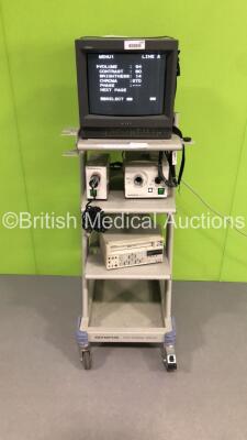 Olympus TC-C1 Trolley with Sony Monitor (Front Cover Loose) Olympus CLK-4 Light Source, Olympus OES MU-1 Unit and Sony SVO-9500MDP Videocassette Recorder (Powers Up) *S/N 7037192*