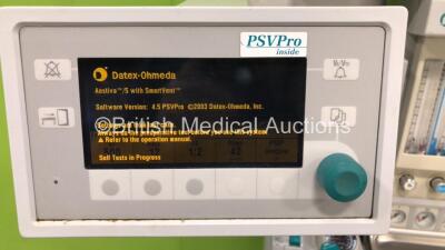 Datex-Ohmeda Aestiva/5 Anaesthesia Machine with Datex-Ohmeda Aestiva/5 with SmartVent Software Version 4.5 PSVPro, Bellows, Absorber and Hoses (Powers Up) *S/N AMRJ02775* - 2