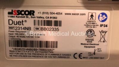 Mixed Lot Including 2 x Sscor Duet Suction Units (Both Power Up) and 1 x Asena GH Syringe Pump (Draws Power with Blank Screen) - 4