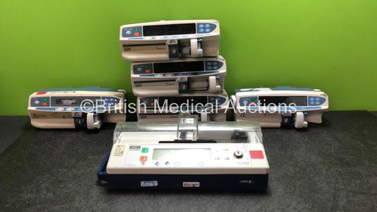 Job Lot of Pumps Including 1 x Alaris Asena GS Volumetric Pump (Holds Power, Blank Display) 3 x Cardinal Health Alaris GH Syringe Pumps (2 Hold Power with Blank Screens, 1 No Power) 1 x Carefusion Alaris CC Syringe Pump (Powers Up) 1 x Alaris IVAC Pump (N