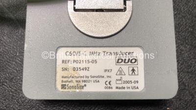 Sonosite C60 / 5-2 MHz Ref PO2115-05 Ultrasound Transducer / Probe *Mfd 09 / 2005* *Untested* - 2