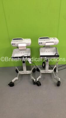 2 x GE Corometrics 170 Series Fetal Monitors on Stands (Both Power Up)