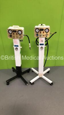 2 x Oak Medical Tourniquets on Stands * Missing 1 x Wheel *