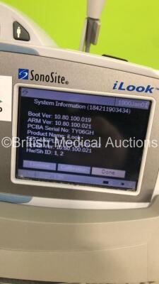 SonoSite iLook 25 Portable Ultrasound Scanner Ref P02976-08 Boot Version 10.80.100.019 ARM Version 10.80.100.021 with 1 x Transducer/Probe on Stand (Powers Up) * SN 031ZPM * * Mfd Dec 2003 * - 5