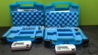 2 x Kimal Medical Systems I Vantage Infusion Pumps with 2 x AC Power Supplies (Both Powers Up)